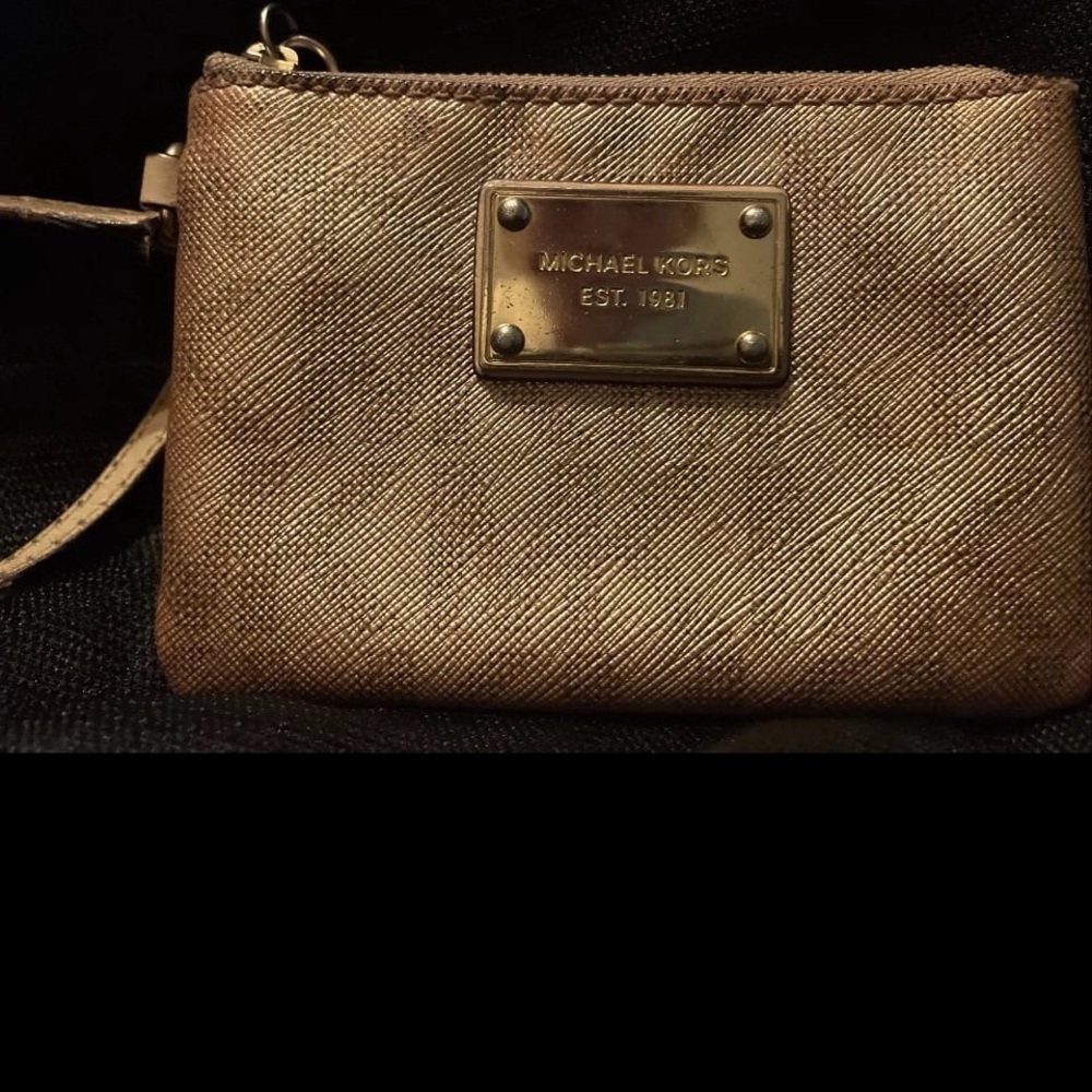 MICHAEL KORS Jet Set Charm Rose Gold MK Signature Clutch Wristlet Wallet. NEW - Picture 3 of 6